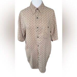 Knightsbridge Men's Beige Patterned Short sleeved button front Shirt size M